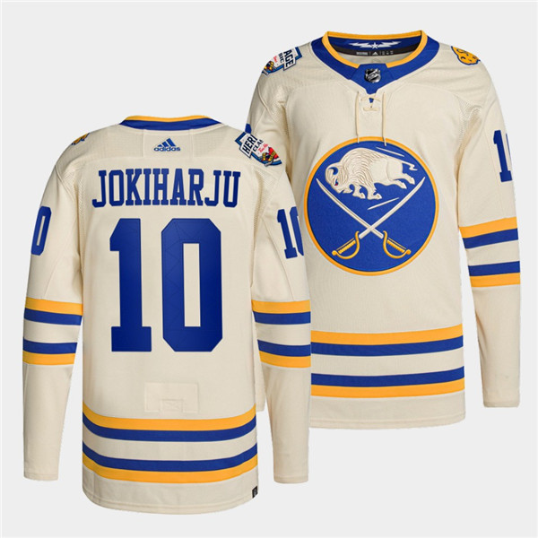 Personalized Men’s Buffalo Sabres #10 Henri Jokiharju 2022 Cream Heritage Classic Stitched Jersey