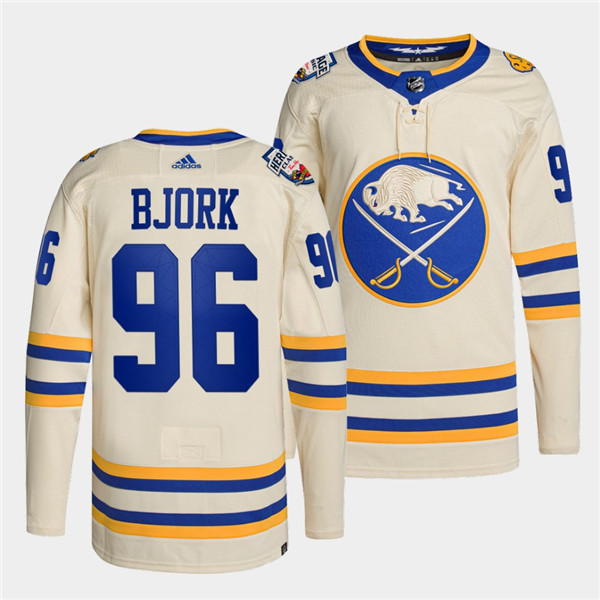 Personalized Men’s Buffalo Sabres #96 Anders Bjork 2022 Cream Heritage Classic Cream Stitched Jersey