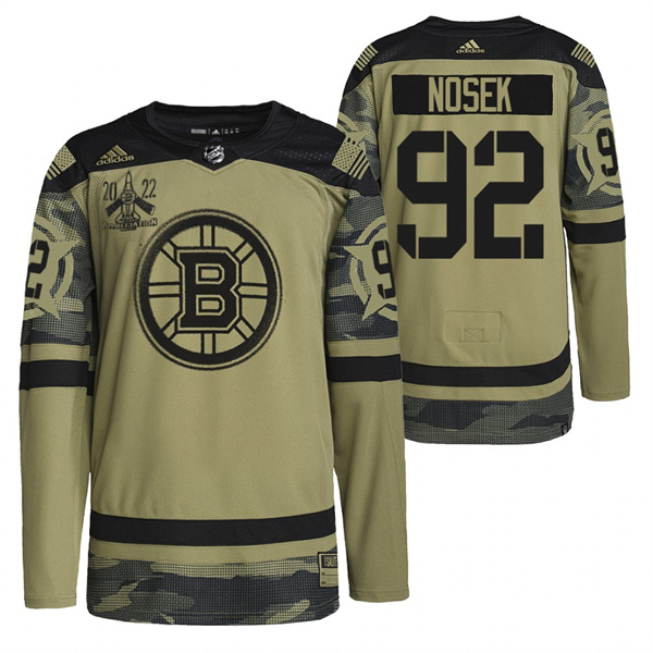 Personalized Men’s Boston Bruins #92 Tomas Nosek 2022 Camo Military Appreciation Night Stitched Jersey