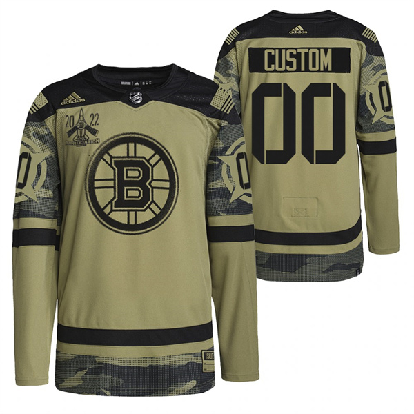Personalized Men’s Boston Bruins ACTIVE PLAYER 2022 Camo Military Appreciation Night Stitched Jersey