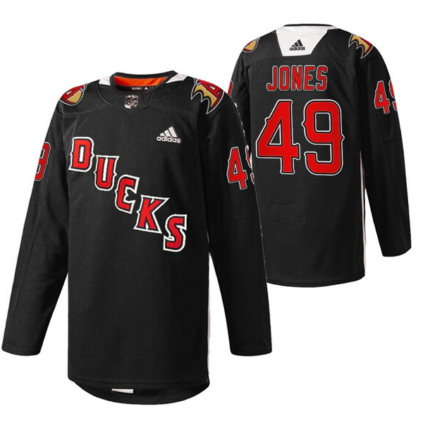 Personalized Men’s Anaheim Ducks #49 Max Jones 2022 Black Angels Night Stitched Jersey