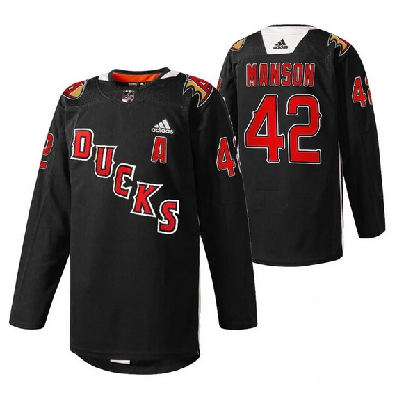 Personalized Men’s Anaheim Ducks #42 Josh Manson 2022 Black Angels Night Stitched Jersey