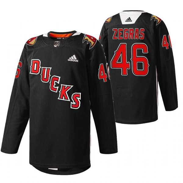 Personalized Men’s Anaheim Ducks #46 Trevor Zegras 2022 Black Angels Night Stitched Jersey