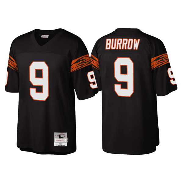 Personalized Men’s Cincinnati Bengals #9 Joe Burrow Black Throwback Legacy Stitched Jersey