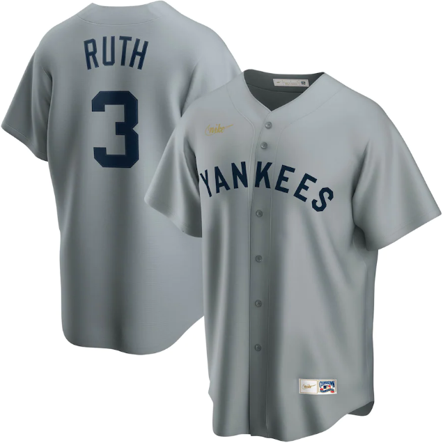 Personalized Men’s New York Yankees #3 Babe Ruth Grey Cool Base Stitched Baseball Jersey