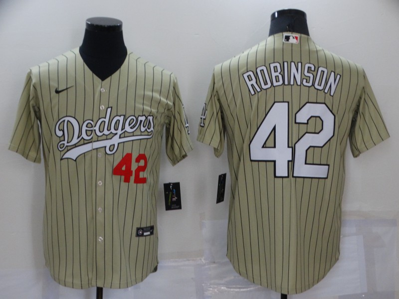 Personalized Men’s Los Angeles Dodgers #42 Jackie Robinson Cream Cool Base Stitched Jersey