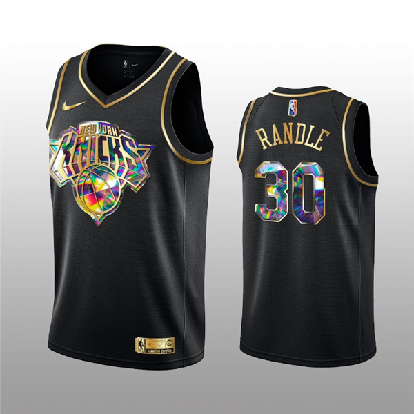 Personalized Men’s New York Knicks #30 Julius Randle 2021 22 Black Golden Edition 75th Anniversary Diamond Logo Stitched Basketball Jersey