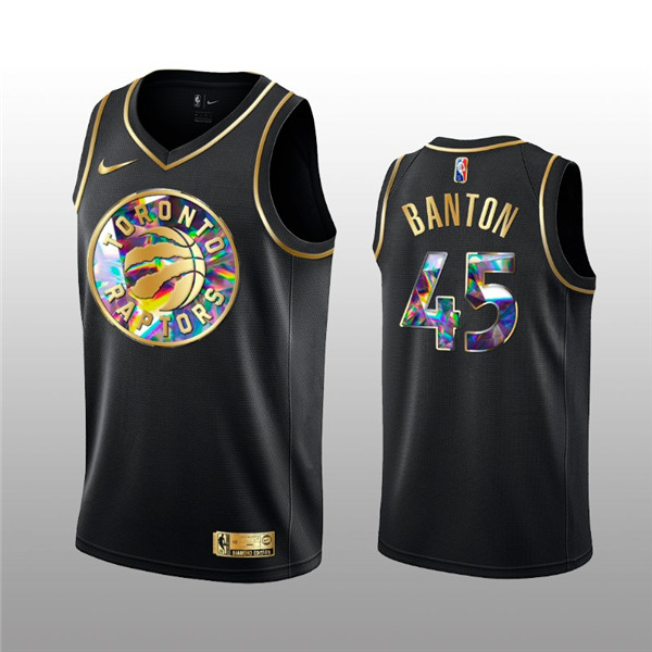 Personalized Men’s Toronto Raptors #45 Dalano Banton 2021 22 Black Golden Edition 75th Anniversary Diamond Logo Stitched Basketball Jersey