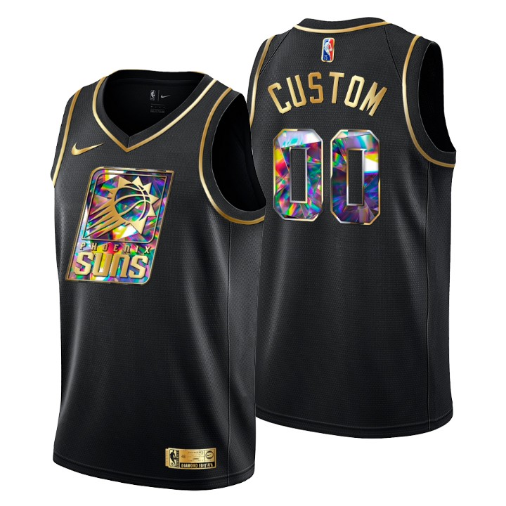 Personalized Men’s Phoenix Suns Active Player 2021 22 Black Golden Edition Diamond Logo Black 75th Anniversary Stitched Basketball Jersey
