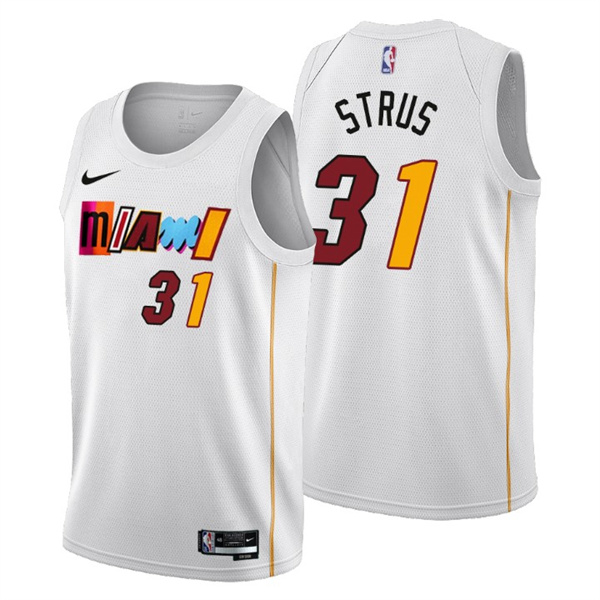 Personalized Men’s Miami Heat #31 Max Strus 2022 23 White City Edition Stitched Jersey