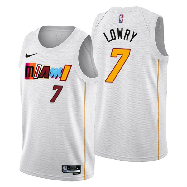 Personalized Men’s Miami Heat #7 Kyle Lowry 2022 23 White City Edition Stitched Jersey