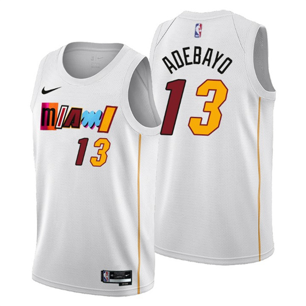 Personalized Men’s Miami Heat #13 Bam Adebayo 2022 23 White City Edition Stitched Jersey