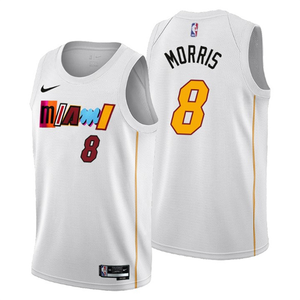 Personalized Men’s Miami Heat #8 Markieff Morris 2022 23 White City Edition Stitched Jersey