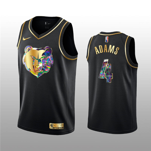 Personalized Men’s Memphis Grizzlies #4 Steven Adams 2021 22 Black Golden Edition 75th Anniversary Diamond Logo Stitched Basketball Jersey