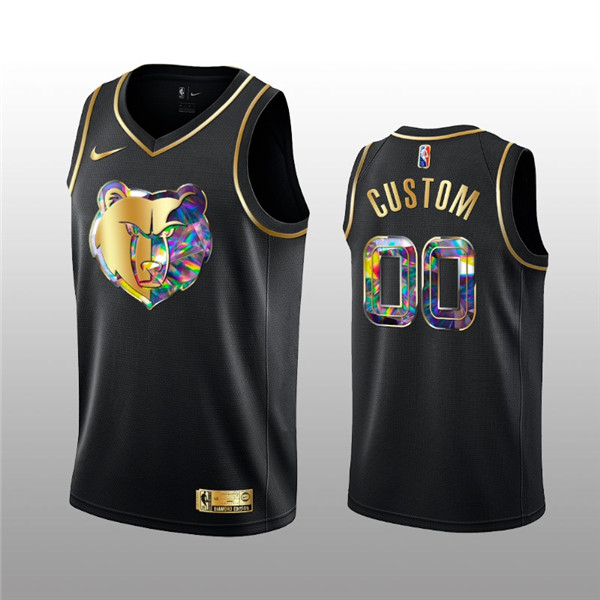 Personalized Men’s Memphis Grizzlies Active Player 2021 22 Black Golden Edition 75th Anniversary Diamond Logo Stitched Basketball Jersey