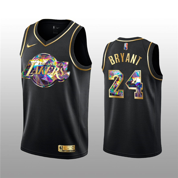 Personalized Men’s Los Angeles Lakers #24 Kobe Bryant 2021 22 Black Golden Edition 75th Anniversary Diamond Logo Stitched Basketball Jersey