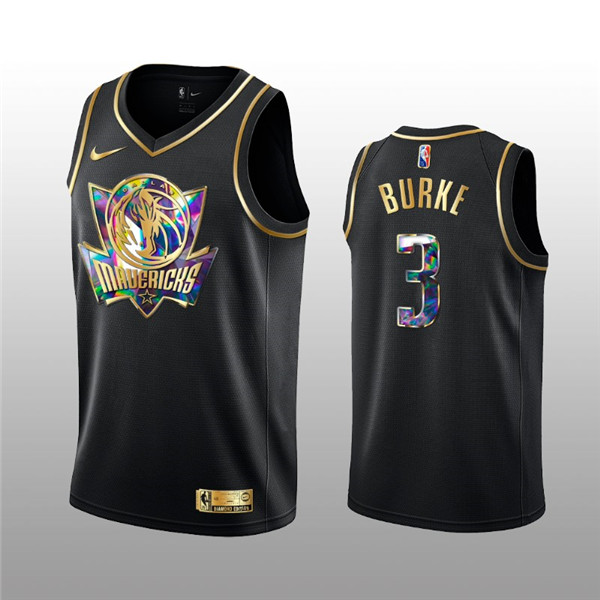 Personalized Men’s Dallas Mavericks #3 Trey Burke 2021 22 Black Golden Edition 75th Anniversary Diamond Logo Stitched Basketball Jersey