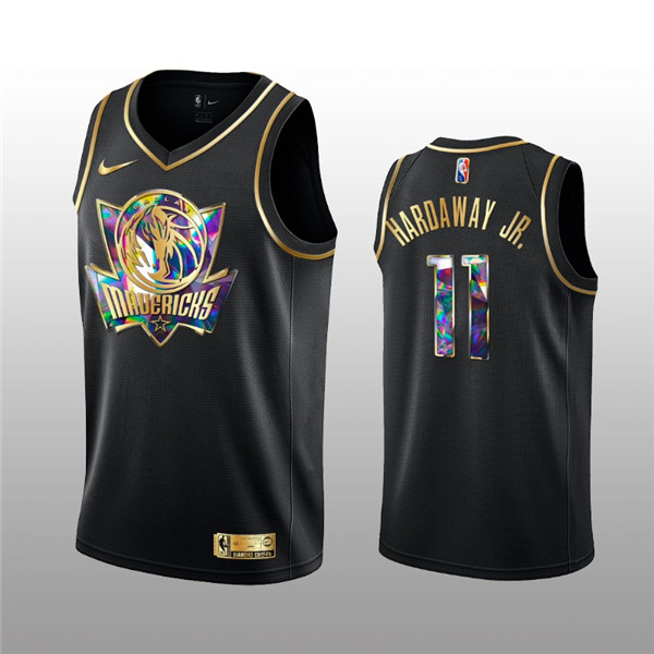 Personalized Men’s Dallas Mavericks #11 Tim Hardaway Jr. 2021 22 Black Golden Edition 75th Anniversary Diamond Logo Stitched Basketball Jersey