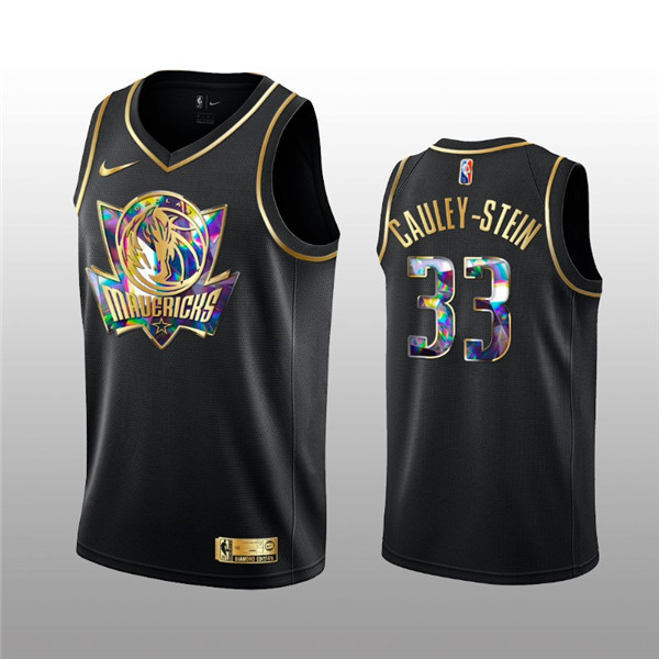 Personalized Men’s Dallas Mavericks #33 Willie Cauley-Stein 2021 22 Black Golden Edition 75th Anniversary Diamond Logo Stitched Basketball Jersey