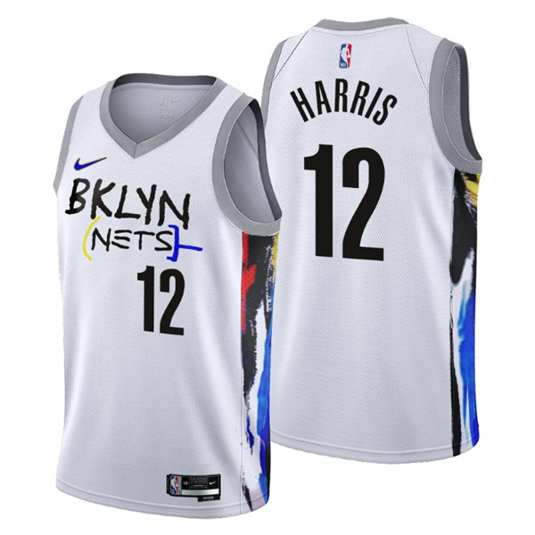 Personalized Men’s Brooklyn Nets #12 Joe Harris 2022 23 White City Edition Stitched Basketball Jersey