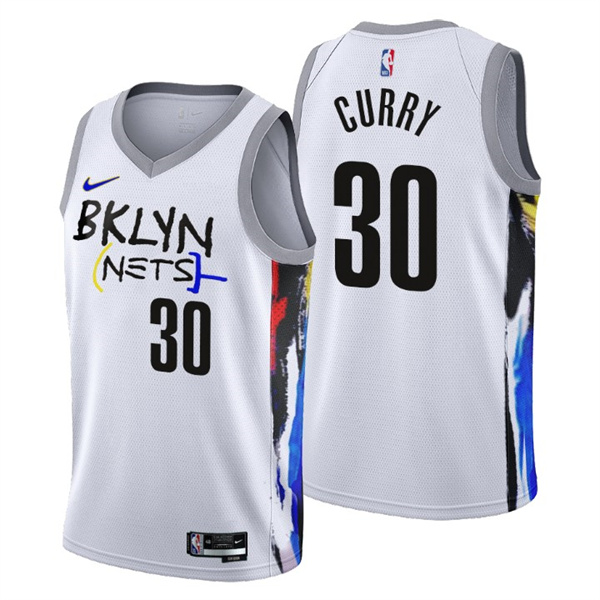 Personalized Men’s Brooklyn Nets #30 Seth Curry 2022 23 White City Edition Stitched Basketball Jersey