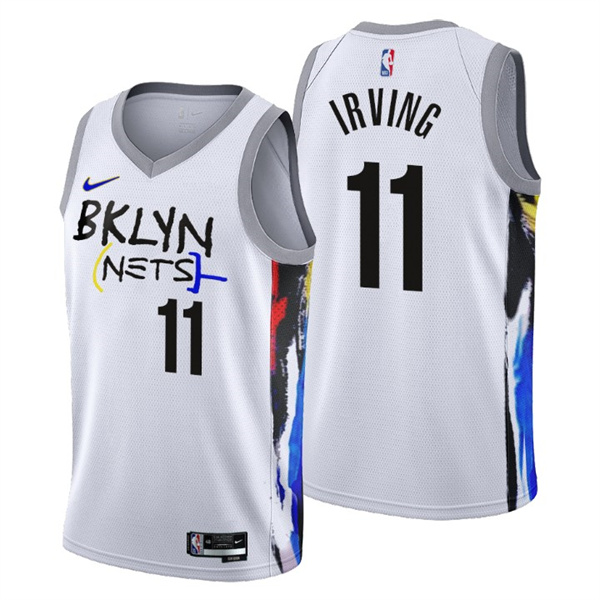 Personalized Men’s Brooklyn Nets #11 Kyrie Irving 2022 23 White City Edition Stitched Basketball Jersey
