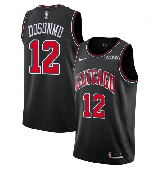 Personalized Men’s Chicago Bulls #12 Ayo Dosunmu Black Stitched Basketball Jersey