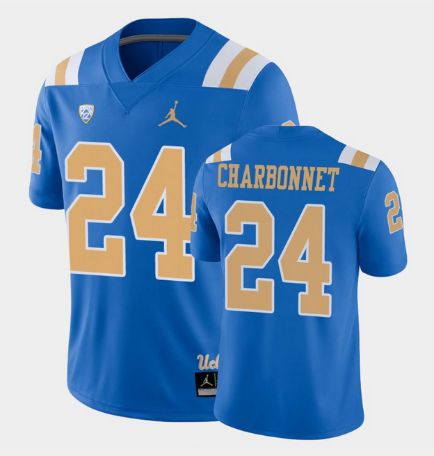 Personalized Men’s UCLA Bruins #24 Zach Charbonnet Blue Game Stitched Jersey