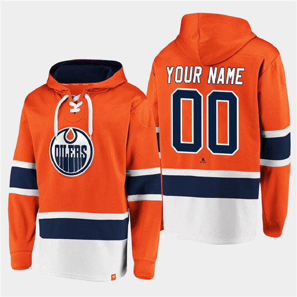 Personalized Men’s Edmonton Oilers Active Player Orange All Stitched Sweatshirt Hoodie