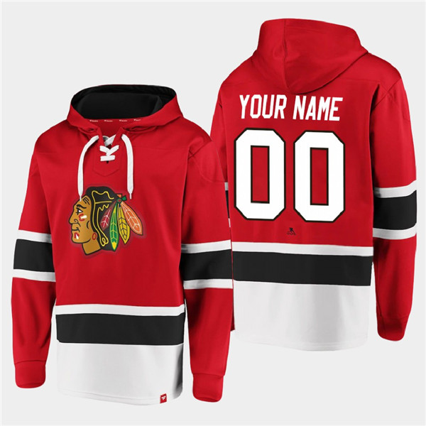Personalized Men’s Chicago Blackhawks Active Player Red All Stitched Sweatshirt Hoodie