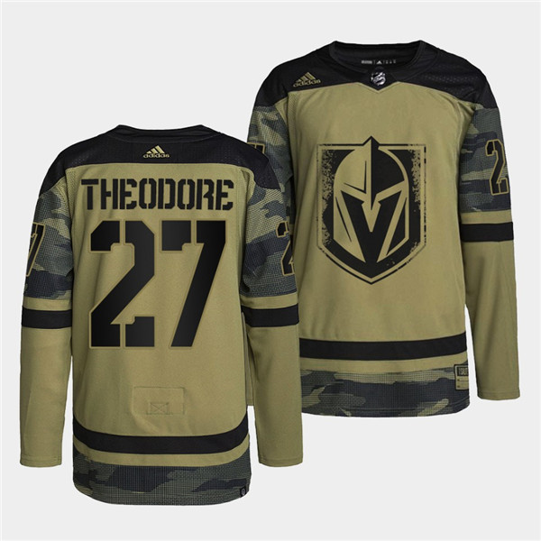 Personalized Men’s Vegas Golden Knights #27 Shea Theodore 2022 Camo Military Appreciation Night Stitched Jersey