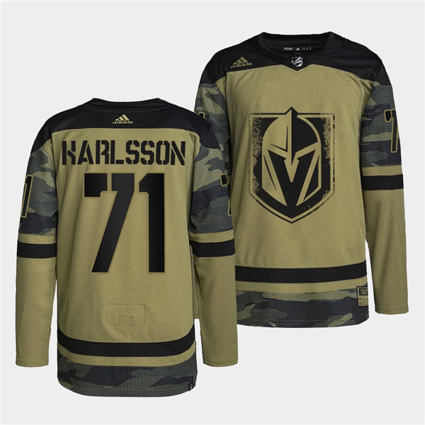 Personalized Men’s Vegas Golden Knights #71 William Karlsson 2022 Camo Military Appreciation Night Stitched Jersey