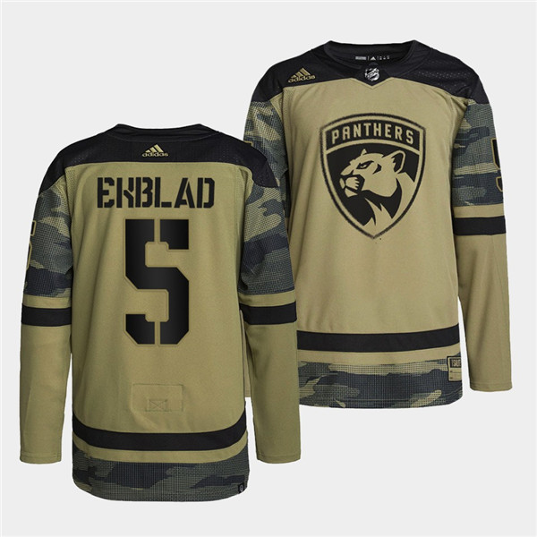 Personalized Men’s Florida Panthers #5 Aaron Ekblad 2022 Camo Military Appreciation Night Stitched Jersey