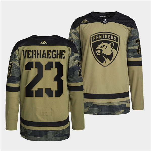 Personalized Men’s Florida Panthers #23 Carter Verhaeghe 2022 Camo Military Appreciation Night Stitched Jersey
