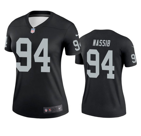 Personalized Women’s Las Vegas Raiders #94 Carl Nassib Black Untouchable Limited Stitched Jersey(Run Small)