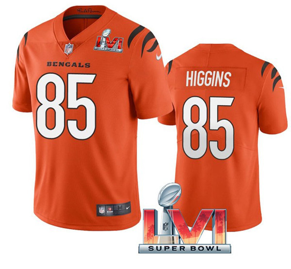 Personalized Women’s Cincinnati Bengals #85 Tee Higgins 2022 Orange Super Bowl LVI Limited Stitched Jersey