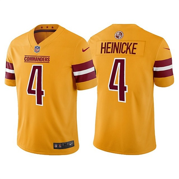 Personalized Men’s Washington Commanders #4 Taylor Heinicke Gold Untouchable Stitched Football Jersey