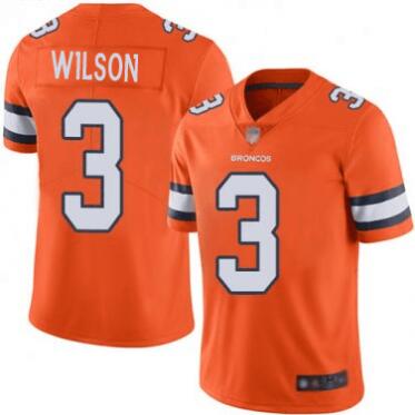 Personalized Men’s Denver Broncos #3 Russell Wilson Orange Stitched Jersey