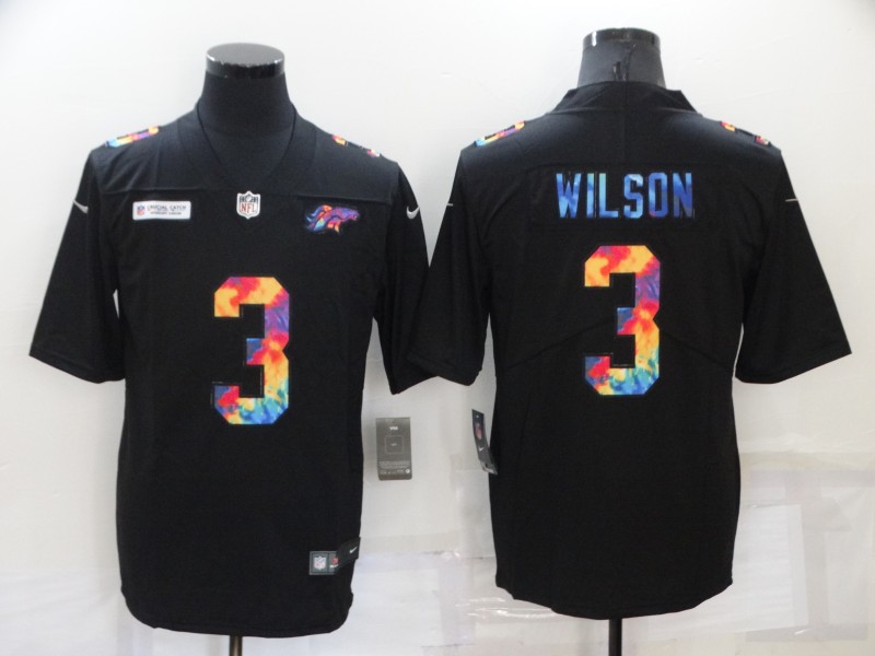Personalized Men’s Denver Broncos #3 Russell Wilson Black Crucial Catch Limited Stitched Jersey