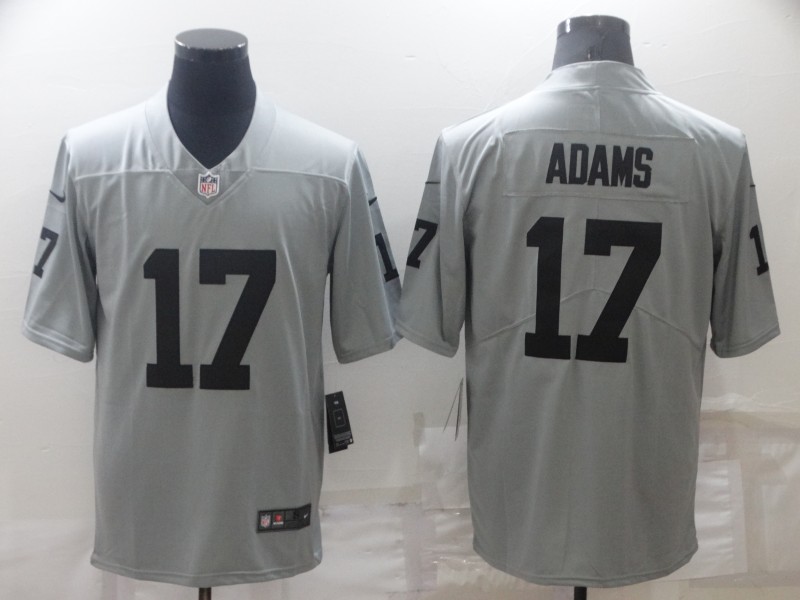 Personalized Men’s Las Vegas Raiders #17 Davante Adams Grey Limited Stitched Jersey