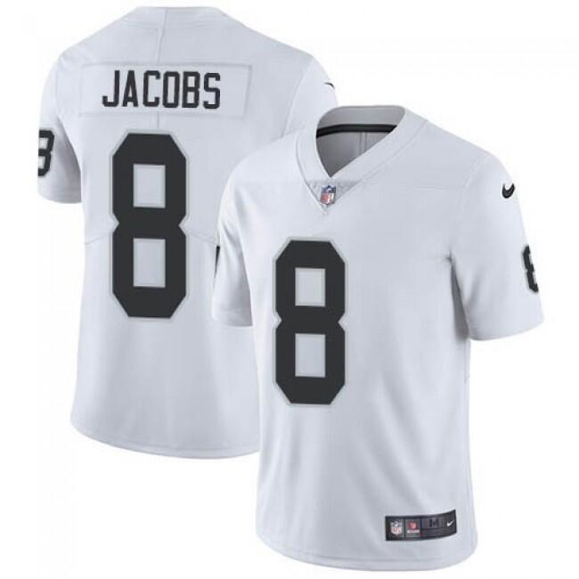 Personalized Men’s Las Vegas Raiders #8 Josh Jacobs White Limited Stitched Jersey