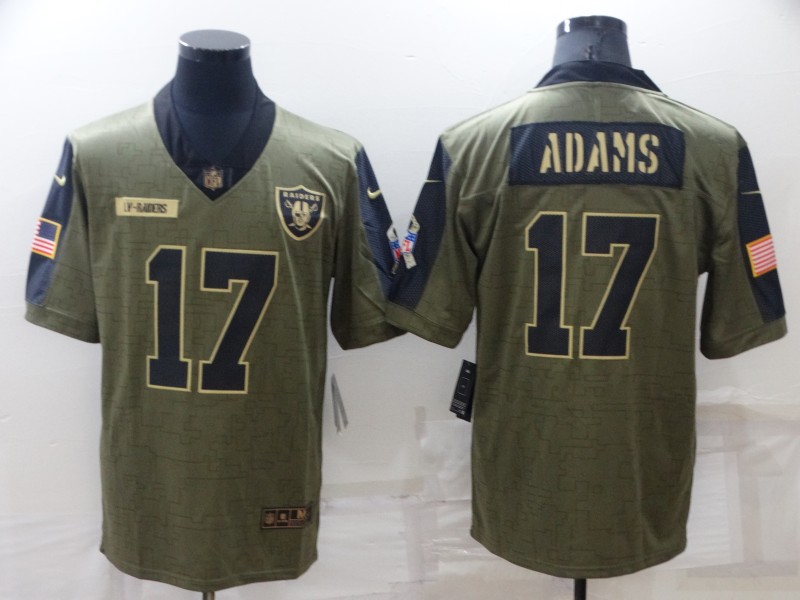 Personalized Men’s Las Vegas Raiders #17 Davante Adams Olive Salute To Service Limited Stitched Jersey