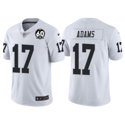 Personalized Men’s Las Vegas Raiders #17 Davante Adams White With 60th Anniversary Patch Limited Stitched Jersey