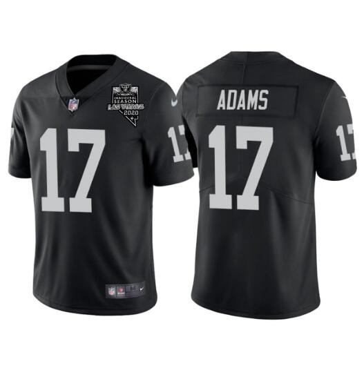 Personalized Men’s Las Vegas Raiders #17 Davante Adams Black With 2020 Inaugural Season Patch Limited Stitched Jersey