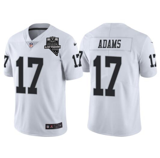 Personalized Men’s Las Vegas Raiders #17 Davante Adams White With 2020 Inaugural Season Patch Limited Stitched Jersey