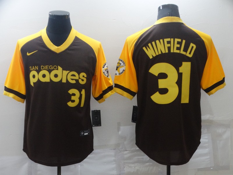 Personalized Men’s San Diego Padres #31 Dave Winfield Brown Stitched Jersey
