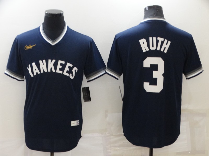 Personalized Men’s New York Yankees #3 Babe Ruth Navy Stitched Baseball Jersey