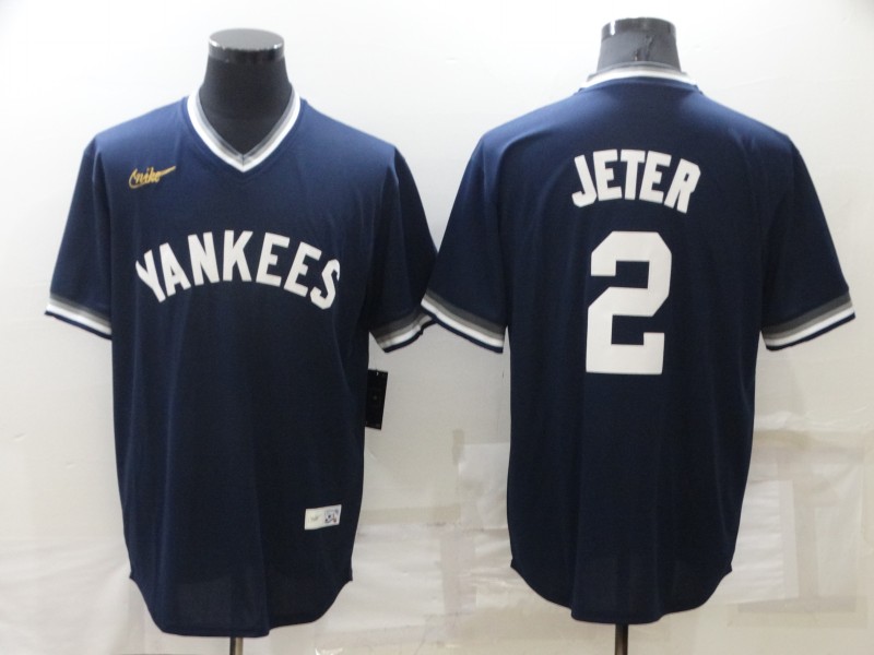 Personalized Men’s New York Yankees #2 Derek Jeter Navy Stitched Baseball Jersey