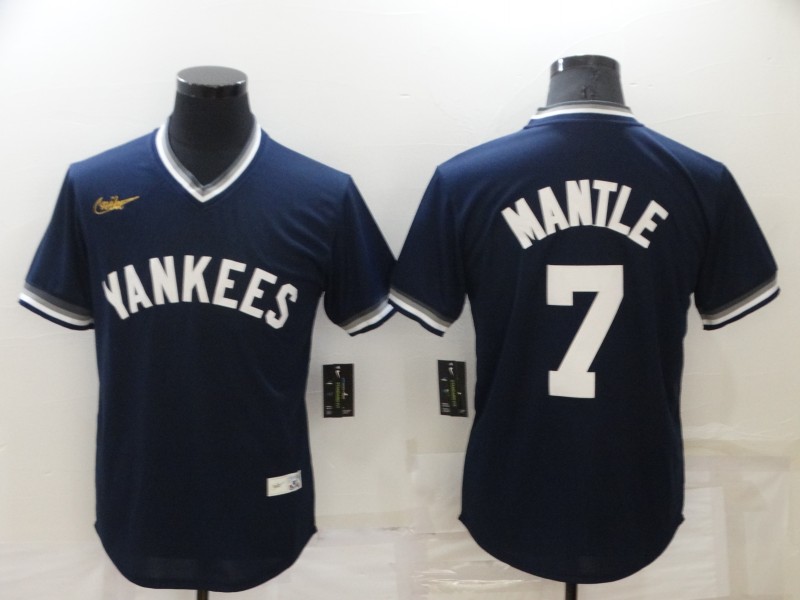 Personalized Men’s New York Yankees #7 Mickey Mantle Navy Stitched Baseball Jersey