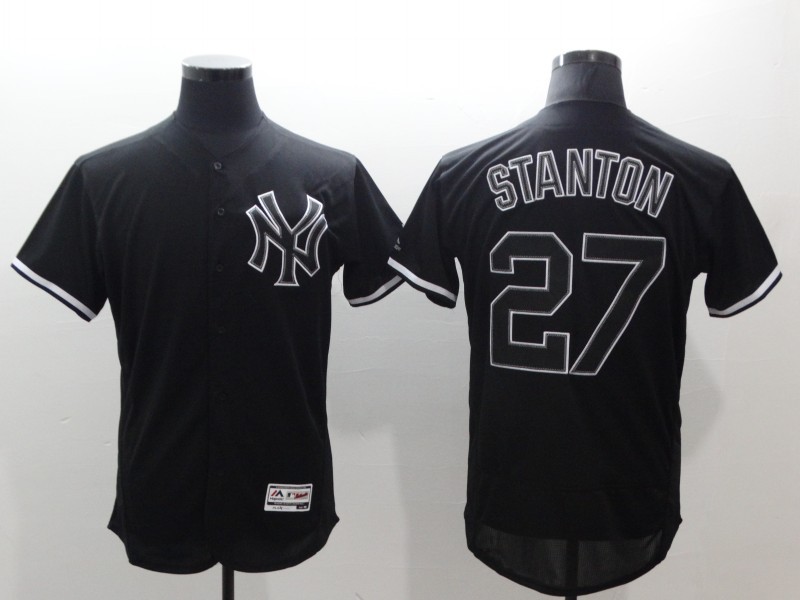 Personalized Men’s New York Yankees #27 Giancarlo Stanton Black Fashion Flex Base Stitched Jersey